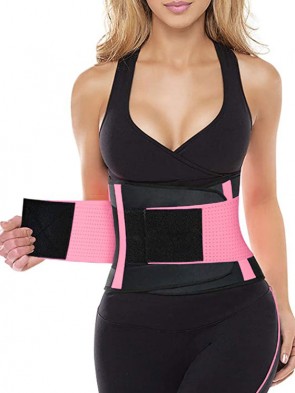 Breathable Hourglass Waist Trainer Stomach Wrapping Belt - Pink